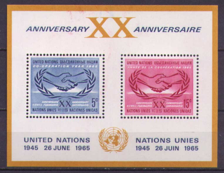 ООН НЬЮЙОРК 1965г. SC# 145 БЛОК MNH OG VF