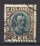 Исландия 1931-1933 гг. • Sc# 186 • 2 kr. • Кристиан X • стандарт • Used VF+ ( кат. - $80 )