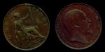 Великобритания 1902 г. • KM# 794.2 • 1 пенни • Эдуард VII • регулярный выпуск • VF+ ( кат. - $8 )