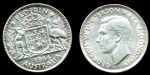 Австралия 1944 г. • KM# 40 • 1 флорин(2 шиллинга) • Георг VI • кенгуру, страус и герб • серебро • регулярный выпуск • AU