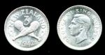 Новая Зеландия 1942 г. • KM# 7 • 3 пенса • серебро • регулярный выпуск • MS BU (кат - $40 )