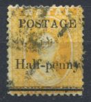 Наталь 1877-1879 гг. • Gb# 91 • ½ на 1 d. • Королева Виктория • надпечатка нов. номинала • стандарт • Used VF ( кат.- £ 22 )