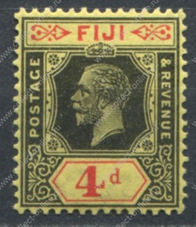 Фиджи 1922-1929 гг. • Gb# 235a • 4 d. • Георг V • на лимонной бумаге • стандарт • MH OG XF ( кат. - £10 )