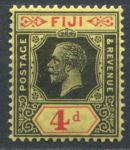 Фиджи 1922-1929 гг. • Gb# 235a • 4 d. • Георг V • на лимонной бумаге • стандарт • MH OG XF ( кат. - £10 )