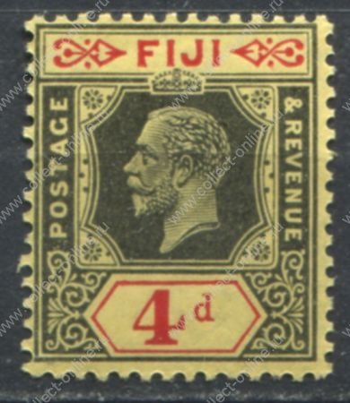 Фиджи 1922-1929 гг. • Gb# 235a • 4 d. • Георг V • на лимонной бумаге • стандарт • MNH OG XF ( кат. - £10 )