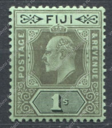 Фиджи 1906-1912 гг. • Gb# 122 • 1 sh. • Эдуард VII • стандарт • MH OG VF ( кат.- £ 8 )