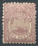 Фиджи 1891-1902 гг. • Gb# 88 • 1 d. • местное каноэ (перф. 11) • стандарт • MH OG VF ( кат. - £12 )