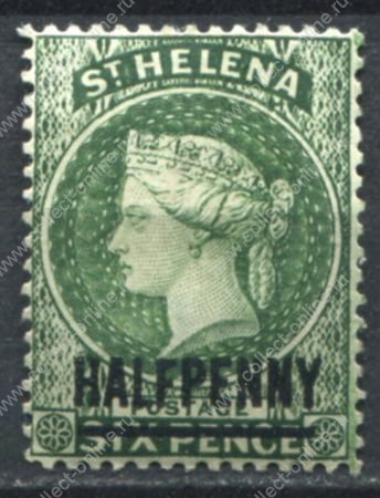Святой Елены о-в 1884 - 1894 гг. • Gb# 36 • ½ на 6 d. • Королева Виктория • надпечатка нов. номинала • MH OG VF