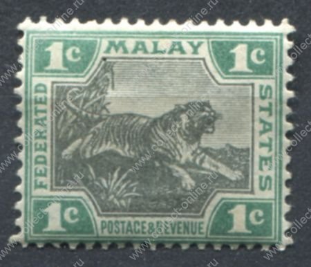 Малайя Федеративные штаты 1900-1901 гг. • Gb# 15a • 1 c. • тигр • стандарт • MNH OG VF ( кат.- £5 )