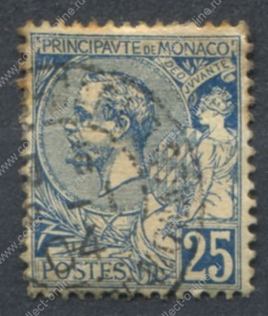 Монако 1891-1921 гг. • SC# 21 • 25 c. • 2-й выпуск • Князь Альберт I • стандарт • Used VF ( кат.- $ 6 )