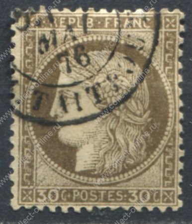 Франция 1872-1875 гг. • Sc# 62 • 30 c. • Церера • стандарт • Used F-VF ( кат.- $6 )