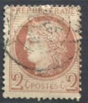 Франция 1870-1873 гг. • Sc# 51 • 2 c. • Церера • стандарт • Used F-VF ( кат.- $14 )