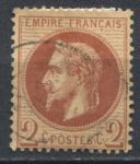 Франция 1863-1870 гг. • Sc# 30 • 2 c. • Император Наполеон III • стандарт • Used VF ( кат.- $24 )
