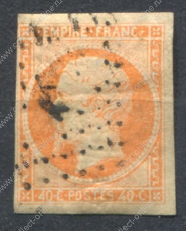 Франция 1853-1860 гг. • Sc# 18 • 40 c. • Император Наполеон III • стандарт • Used VF ( кат.- $12 )
