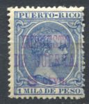 Пуэрто-Рико 1898 г. • SC# MR13 • 5 c. на 1 m. • военный сбор • король Альфонс XIII • надпечатка • стандарт • MH OG VF