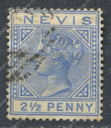 Невис 1882-1890 гг. • Gb# 29 • 2½ d. • Королева Виктория • стандарт • Used XF ( кат.- £ 22 )