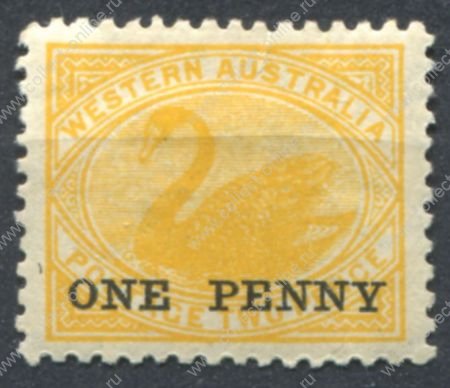 Австралия • Западная Австралия 1912 г. • Gb# 172a • 1 на 2 d. • лебедь • разновидность в.з. • MH OG VF ( кат.- £5++ )