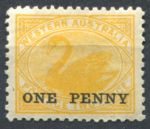 Австралия • Западная Австралия 1912 г. • Gb# 172a • 1 на 2 d. • лебедь • разновидность в.з. • MH OG VF ( кат.- £5++ )