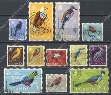 Уганда 1965 г. • Gb# 113-124 • 5 c. - 5 sh. • Птицы Африки ( 12 марок ) • Used VF ( кат.- £ 10 )