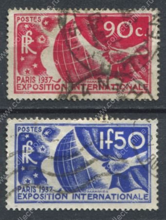Франция 1936 г. • Sc# 319-20 • 90 c. и 1.50 fr. • Международная выставка в Париже • Used VF ( кат. - $10 )