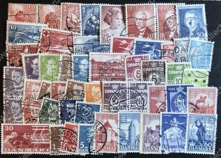 Дания • XX век • набор 47 разных марок(стандарт + коммеморатив) • Used VF