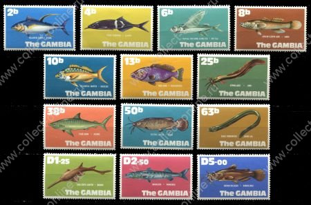 Гамбия 1971 г. • Gb# 271-83 • 2 b. - 5 D. • Рыбы • полн. серия(13 марок) • MLH OG VF