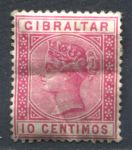 Гибралтар 1889-1895 г. • Gb# 23 • 10 c. • королева Виктория • стандарт • MH OG F-VF ( кат. - £5 )