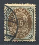 Дания 1895-1901 гг. • SC# 47a • 16 o. • наминал в арабесках(перевернутый орнамент) • стандарт • Used VF