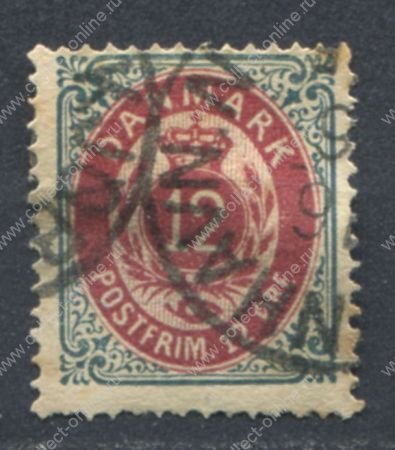 Дания 1895-1901 гг. • SC# 46a • 12 o. • наминал в арабесках(перевернутый орнамент) • стандарт • Used VF