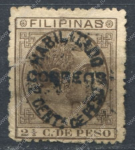 Филиппины 1881-1888 гг. • SC# 89 • 2 на 2½ c. • надп. нов. номинала • стандарт • Used VF
