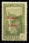 Реюньон 1943 г. • Iv# 221 • 4 c. • надпечатка "Свободная Франция" • водопад • MNH OG XF ( кат.- € 1,5 )