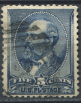 США 1888 г. • SC# 216 • 5 c. • Президент Джеймс Абрахам Гарфилд • Used F-VF ( кат. - $18 )
