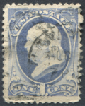 США 1873 г. • SC# 156 • 1 c. • Бенджамин Франклин • Used VF ( кат. - $6 )