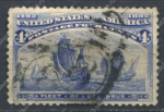 США 1893 г. • SC# 233 • 4 c. • Колумбова выставка • Флотилия 1-й экспедиции • Used F- ( кат. - $10 )