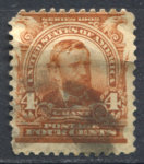 США 1902-1903 гг. • SC# 303 • 4 c. • Улисс Грант • стандарт • Used F ( кат. - $2.50 )