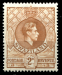 Свазиленд 1938-1954 гг. Gb# 31a • 2 d. • Георг VI • основной выпуск • перф. 13½ x 14 • MH OG VF