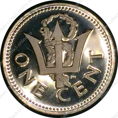 Барбадос 1973 г. • KM# 10 • 1 цент • первый год чеканки типа • герб • трезубец • регулярный выпуск • MS BU люкс! • пруф