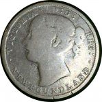 Ньюфаундленд 1865 г. • KM# 4 • 20 центов • королева Виктория • серебро • регулярный выпуск • VG-