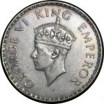Британская Индия 1940 г. (Бомбей) • KM# 556 • 1 рупия • Георг VI • серебро • регулярный выпуск • AU+