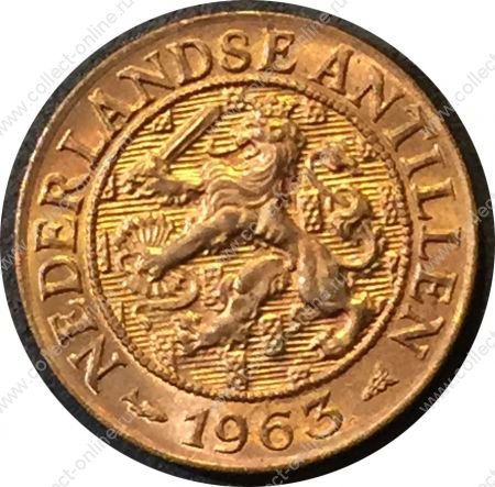 Нидерландские Антильские острова 1963 г. • KM# 1 • 1 цент • нидерландский лев • регулярный выпуск • MS BU Люкс!!