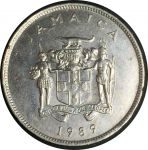 Ямайка 1989 г. • KM# 49 • 25 центов • колибри • герб • регулярный выпуск • BU-