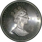 Фолкленды 2002 г. • KM# 74.1 • 50 пенсов • 50-летие правления Елизаветы II • королева на лошади • памятный выпуск • MS BU пруф