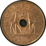 Родезия и Ньясаленд 1957 г. • KM# 1 • ½ пенни • жирафы • регулярный выпуск • MS BU красн.