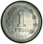 Аргентина 1962 г. • KM# 57 • 1 песо • регулярный выпуск • AU
