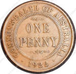 Австралия 1922 г. • KM# 23 • 1 пенни • Георг V • регулярный выпуск • VF ( кат.- $6 )