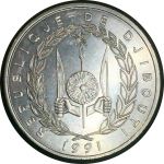 Джибути 1991 г. • KM# 22 • 5 франков • голова антилопы • регулярный выпуск • MS BU люкс! ( кат.- $ 6,00 )