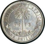 Британская Западная Африка 1913 г. • KM# 12a • 1 шиллинг • Георг V • серебро • регулярный выпуск • MS BU ( кат. - $50 )