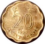 Гонконг 1993-1998 г. • KM# 67 • 20 центов • цветок баухинии • регулярный выпуск • AU - UNC