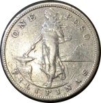 Филиппины 1910 г. S • KM# 172 • 1 песо • американский орел на щите • серебро • регулярный выпуск • F-VF*