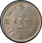 Гонконг 1971 г. H • KM# 35 • 1 доллар • Елизавета II • регулярный выпуск(первый год) • MS BU-